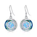 TOUPOP Sterling Silver Blue Crystal Zodiac Earrings-0-0