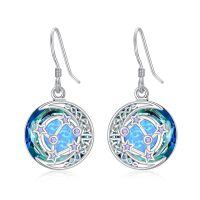 TOUPOP Sterling Silver Blue Crystal Zodiac Earrings-undefined