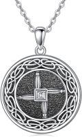 wholesale 925 Sterling Silver Round Celtic Knot Irish Saint Brigid's Cross Pendant Necklace for Women Girls  45cm Chain Length-0-4