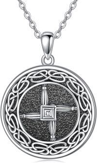 wholesale Sterling Silver St Brigid Cross Necklace with Celtic Knot Amulet-Retro