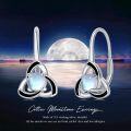wholesale 925 Sterling Silver Moonstone Celtic Triquetra Leverback Earrings - Irish  for Her-0-5