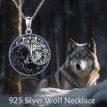 wholesale 925 Sterling Silver Yin Yang Tree of Life Pendant Necklace Blue Enamel Wolf s for Women and Men-0-5