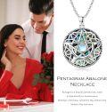 wholesale 925 Sterling Silver Abalone Shell Moon Pentagram Necklace Celtic Knot Pagan Wiccan Jewelry-0-5