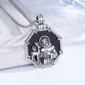 wholesale 925 Sterling Silver St Francis of Assisi Deer Cross Medal Charm Pendant Necklace for Men Women Boys Girls Gifts 36 Chain-0-5