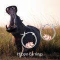 wholesale 925 Sterling Silver Rose Gold Miniature Hippo Hoop Earrings - 38mm Diameter-0-5