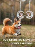 wholesale 925 Sterling Silver Moonstone Chihuahua Crescent Drop Earrings-0-5