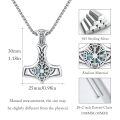 wholesale 925 Sterling Silver Oxidized Thor Hammer Mjolnir Vegvisir Abalone Shell Pendant Necklace-0-5