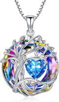 wholesale TOUPOP Tree Of Life Birthstone Necklace 925 Sterling Silver Pendant Austrian Crystal Jewelry Anniversary Birthday Christmas Gifts For Women Mom Her Wife -0-0