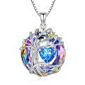 TOUPOP Sterling Silver Austrian Crystal Tree Of Life Birthstone Necklace-0-0