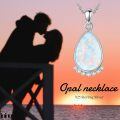 wholesale 925 Sterling Silver Opal Tear Drop Pendant Necklace With Cz Accents-0-4