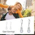 wholesale 925 Sterling Silver Opal Celtic Knot Leverback Drop Dangle Earrings for Women Girls Irish s 4cm Long-0-4