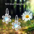 wholesale 925 Sterling Silver Opal Daisy Flower Leverback Dangle Hoop Earrings  for Women-0-5