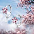 wholesale 925 Sterling Silver Pink Flower CZ Studs Nose Rings for Women Cartilage Piercing Jewelry-0-1
