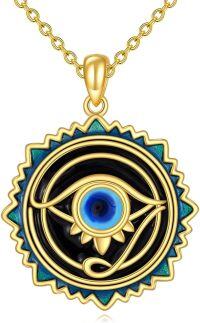wholesale 925 Sterling Silver Evil Eye Necklace with Blue Enamel and Gold Plated Chain for Women-A-Evil Eye