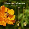 wholesale 925 Sterling Silver Bee Honeycomb Threader Earrings for Women Zirconium Long Chain Dangle Earrings for Girls Birthday Anniversary Gift-0-4