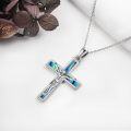 wholesale 925 Sterling Silver Rainbow Abalone Shell Inlay Crucifix Pendant Necklace for Men & Women-0-2