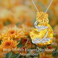 wholesale 925 Sterling Silver Heart Pendant With Golden Flower Pink Heart Detailing Chain Necklace Wholesale Jewelry-0-4