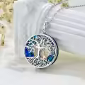 TOUPOP Sterling Silver Crystal Wolf Deer Tree Of Life Necklace Pendant-0-1