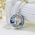 TOUPOP Sterling Silver Crystal Wolf Deer Tree Of Life Necklace Pendant-0-1
