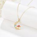 wholesale Gold Moon & Mushroom Pendant Necklace - 14K Yellow Gold Minimalist Charm s for Her Valentines Day Mother's Day-0-1