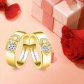 TOUPOP 10k 14k 18k Gold Moissanite Engagement Wedding Ring Set for Couples-0-5