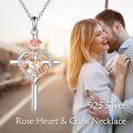 wholesale Sterling Silver Birthstones Rose Cross Heart Crucifix Pendant Necklace for Women-0-25