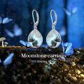 wholesale 925 Sterling Silver Teardrop Blue Moonstone Butterfly Leverback Earrings-0-1