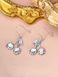 wholesale 925 Sterling Silver Cherry Skull Leaf Drop Earrings-0-5