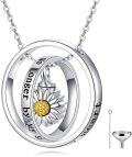 wholesale 925 Sterling Silver Sunflower Cremation Jewelry Urn Pendant Necklace with Funnel and Chain for Ashes Keepsake Memorial Gifts for Women-0-0