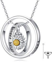wholesale 925 Sterling Silver Sunflower Cremation Jewelry Urn Pendant Necklace with Funnel and Chain for Ashes Keepsake Memorial Gifts for Women-A-Sunflower