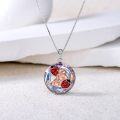 wholesale 925 Sterling Silver Cat Strawberry Round Crystal Pendant Necklace  for Women Girls-0-1