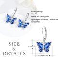 wholesale 925 Sterling Silver Blue Enamel Butterfly Drop Earrings-0-3
