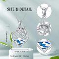 wholesale 925 Sterling Silver Dolphin Heart Pendant Necklace with Blue Enamel and CZs - Beach s for Women & Girls-0-1