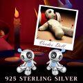 wholesale 925 Sterling Silver Metal Voodoo Doll Stud Earrings - Gothic Horror Skeleton Heart Jewelry-0-5