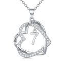 TOUPOP Sterling Silver Zircon Forever Love Heart Pendant Necklace-0-0