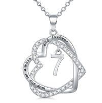 TOUPOP Sterling Silver Zircon Forever Love Heart Pendant Necklace-undefined