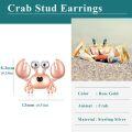 wholesale 925 Sterling Silver Rose Gold Plated Cute Crab Stud Earrings for Women Girls Minimalist Sea Life s 4g-0-2