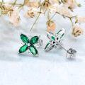 wholesale 14K White Gold Emerald Stud Earrings with CZ for Women Gift-0-4