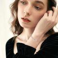 wholesale 925 Sterling Silver Stretching Cat Moonstone Beaded Chain Bracelet Platinum Plated-0-1