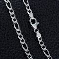 wholesale Sterling Silver Diamond Cut Figaro Chain (3 4 5mm) w Lobster Clasp White Yellow Gold Plated 16 26  Gift Included-0-2