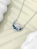 TOUPOP Sterling Silver Abalone Shell Lotus Necklace Pendant Gift-0-4