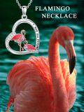 wholesale 925 Sterling Silver Flamingo Love Forever Heart Pendant Necklace for Women-0-1