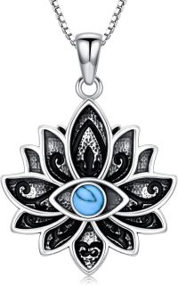 wholesale  Sterling Silver Evil Eye Protection Necklace for Women Gift for Her Wife Mom Sister -Lotus Evil Eye