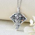 wholesale 925 Sterling Silver Multicolor Cubic Zirconia Elephant Pendant Necklace for Women-0-3