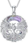 wholesale 925 Sterling Silver Iridescent Abalone Shell Phoenix Pendant Necklace-0-0