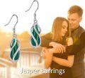 wholesale 925 Sterling Silver Green Jade Twisted Wire Wrapped Drop Earrings for Women-0-4