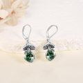 wholesale 925 Sterling Silver Green Moss Agate & Turquoise Mushroom Drop Earrings-0-3