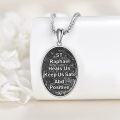 wholesale 925 Sterling Silver Saint Raphael Pray For Us Medal Pendant Necklace for Men & Women-0-1
