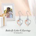 wholesale TOUPOP Rose Heart Earrings For Women Sterling Silver Butterfly Initial G Letter Drop Dangle Earrings Anniversary Birthday Christmas Jewelry Gifts For Her Wife Girlfriend Mom -0-2