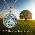 wholesale 925 Sterling Silver Abalone Shell Tree of Life Pentagram Triple Moon Goddess Pendant Necklace with Multi-Colored Stones and Chain 30-0-5